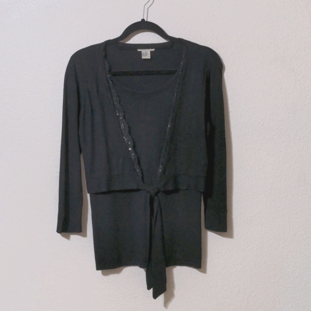 Ladies faux cardigan one piece, S, black